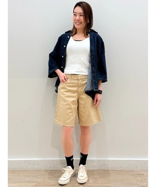 GAP（ギャップ）の「ミッドライズ ツイル サイドプリーツ トラウザーショートパンツ（その他パンツ・レディース・ブラック/ベージュ・000/10/8/6/4/2/0/00）」の13枚目の写真
