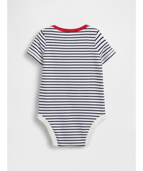 GAP(ギャップ)の「はじめてのお気に入り オーガニックコットン100% ボディスーツ (ベビー)(ロンパース・キッズ・ホワイト×ネイビー・50cm/60cm/70cm/80cm/90cm)」の3枚目の写真