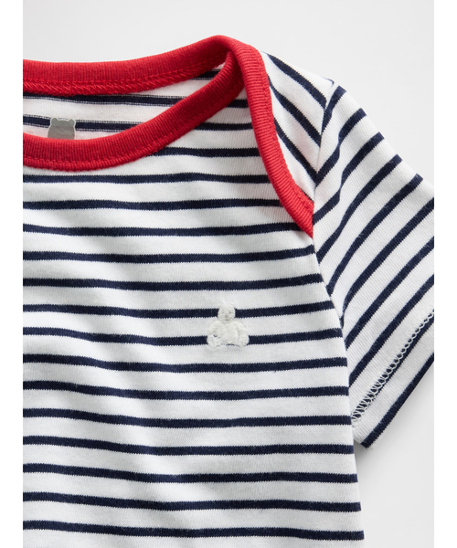 GAP(ギャップ)の「はじめてのお気に入り オーガニックコットン100% ボディスーツ (ベビー)(ロンパース・キッズ・ホワイト×ネイビー・50cm/60cm/70cm/80cm/90cm)」の2枚目の写真