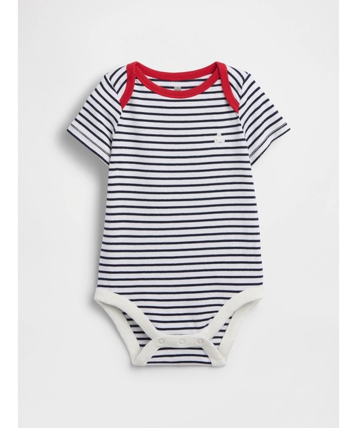 GAP(ギャップ)の「はじめてのお気に入り オーガニックコットン100% ボディスーツ (ベビー)(ロンパース・キッズ・ホワイト×ネイビー・50cm/60cm/70cm/80cm/90cm)」の1枚目の写真