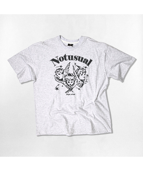 NOTUSUAL(ノットユージュアル)の「エンジェルスター オーバーサイズ 半袖Tシャツ 4カラー(Tシャツ/カットソー・レディース・ブラック/ホワイト×グレー/ホワイト/ネイビー・SMALL/MEDIUM/LARGE/X-LARGE)」の2枚目の写真