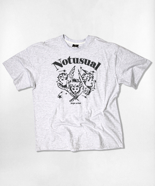 NOTUSUAL(ノットユージュアル)の「エンジェルスター オーバーサイズ 半袖Tシャツ 4カラー(Tシャツ/カットソー・レディース・ブラック/ホワイト×グレー/ホワイト/ネイビー・SMALL/MEDIUM/LARGE/X-LARGE)」の9枚目の写真
