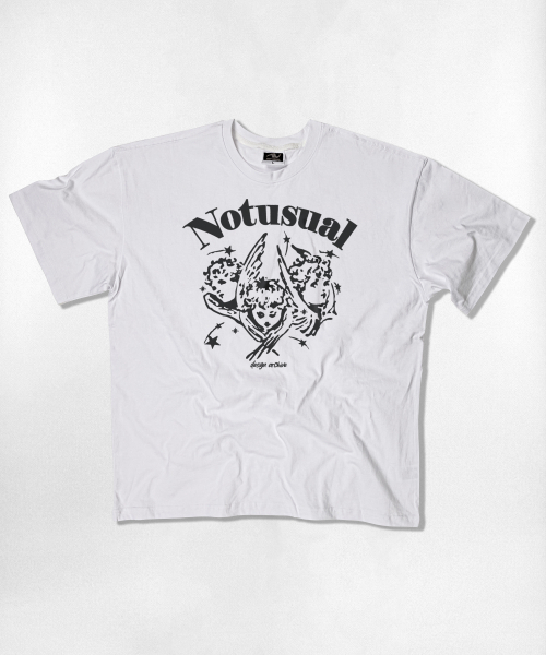 NOTUSUAL(ノットユージュアル)の「エンジェルスター オーバーサイズ 半袖Tシャツ 4カラー(Tシャツ/カットソー・レディース・ブラック/ホワイト×グレー/ホワイト/ネイビー・SMALL/MEDIUM/LARGE/X-LARGE)」の10枚目の写真