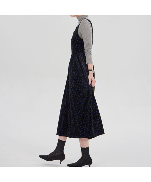 MAIA(マイア)の「ベルベットフラワーワンピース-ティルブルー(テンセルTシャツセット)(ワンピース・レディース・その他・MEDIUM/LARGE)」の1枚目の写真