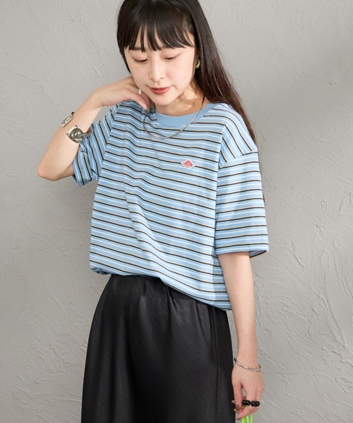 DANTON（ダントン）の「[DANTON/ダントン] ワンポイントロゴ ボーダー ショートスリーブTシャツ（Tシャツ/カットソー・レディース・ブルー系/ホワイト系/ネイビー系/ベージュ系・M/S）」の4枚目の写真