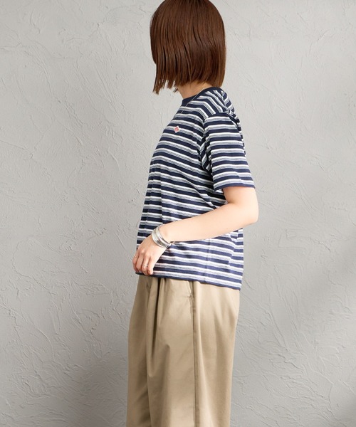 DANTON（ダントン）の「[DANTON/ダントン] ワンポイントロゴ ボーダー ショートスリーブTシャツ（Tシャツ/カットソー・レディース・ブルー系/ホワイト系/ネイビー系/ベージュ系・M/S）」の20枚目の写真