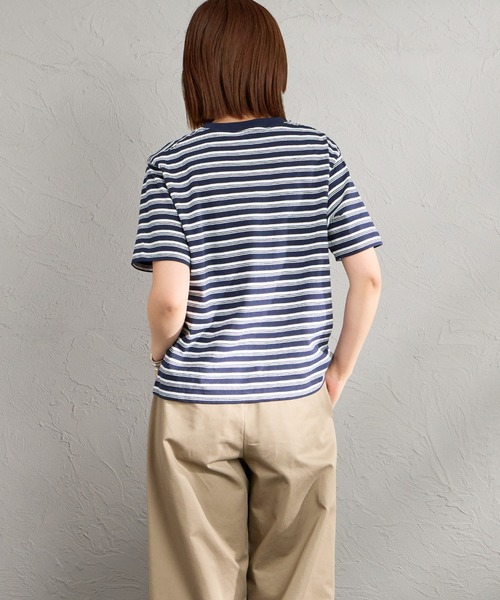 DANTON（ダントン）の「[DANTON/ダントン] ワンポイントロゴ ボーダー ショートスリーブTシャツ（Tシャツ/カットソー・レディース・ブルー系/ホワイト系/ネイビー系/ベージュ系・M/S）」の21枚目の写真