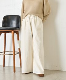 ピコステッチリネンワイドパンツ