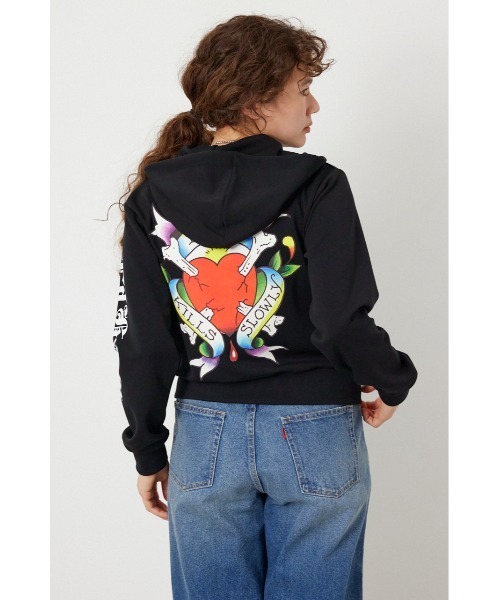 RODEO CROWNS WIDE BOWL(ロデオクラウンズワイドボウル)の「(Ed Hardy)ZIPパーカー(パーカー・レディース・ブラック/オフホワイト/杢グレー・MEDIUM/LARGE)」の11枚目の写真
