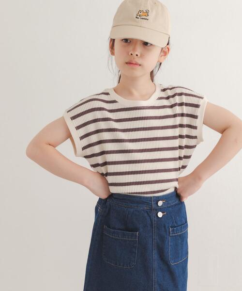 URBAN RESEARCH DOORS（アーバンリサーチドアーズ）の「『150サイズあり』変形ワッフルノースリーブプルオーバー(KIDS)（Tシャツ/カットソー・キッズ・グレー系その他/オフホワイト・120/105/135/150）」の4枚目の写真