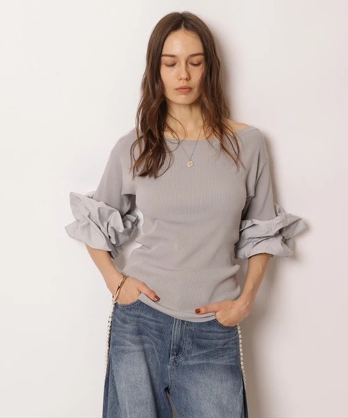 CADUNE(カデュネ)の「ボートネックバブルニット(ニット/セーター・レディース・ブラック/ライトグレー/ホワイト・38)」の3枚目の写真