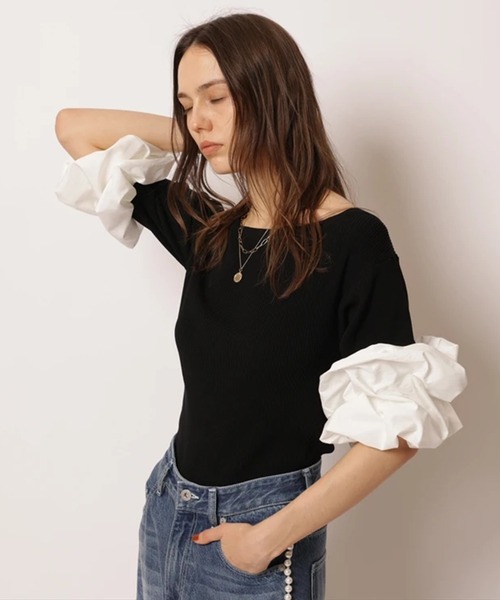 CADUNE(カデュネ)の「ボートネックバブルニット(ニット/セーター・レディース・ブラック/ライトグレー/ホワイト・38)」の11枚目の写真