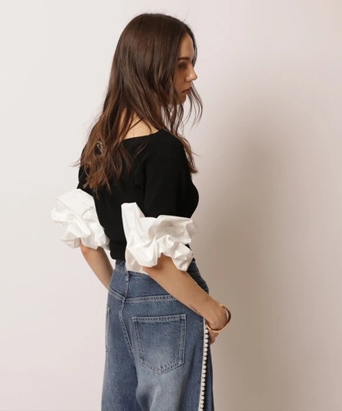 CADUNE(カデュネ)の「ボートネックバブルニット(ニット/セーター・レディース・ブラック/ライトグレー/ホワイト・38)」の12枚目の写真