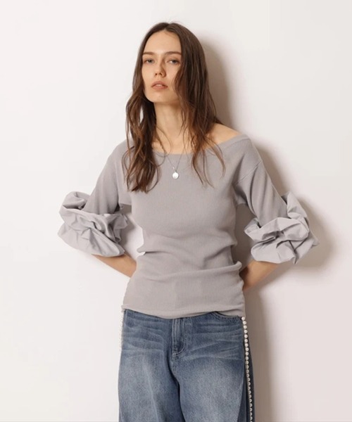 CADUNE(カデュネ)の「ボートネックバブルニット(ニット/セーター・レディース・ブラック/ライトグレー/ホワイト・38)」の4枚目の写真