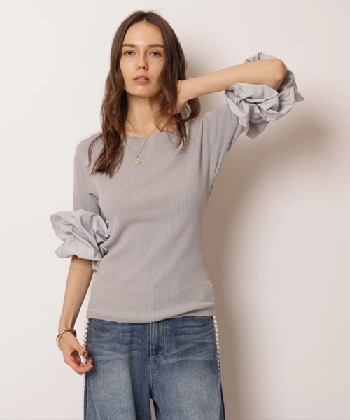 CADUNE(カデュネ)の「ボートネックバブルニット(ニット/セーター・レディース・ブラック/ライトグレー/ホワイト・38)」の5枚目の写真