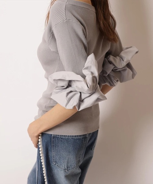 CADUNE(カデュネ)の「ボートネックバブルニット(ニット/セーター・レディース・ブラック/ライトグレー/ホワイト・38)」の6枚目の写真