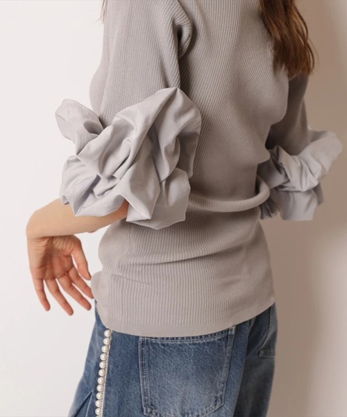 CADUNE(カデュネ)の「ボートネックバブルニット(ニット/セーター・レディース・ブラック/ライトグレー/ホワイト・38)」の7枚目の写真