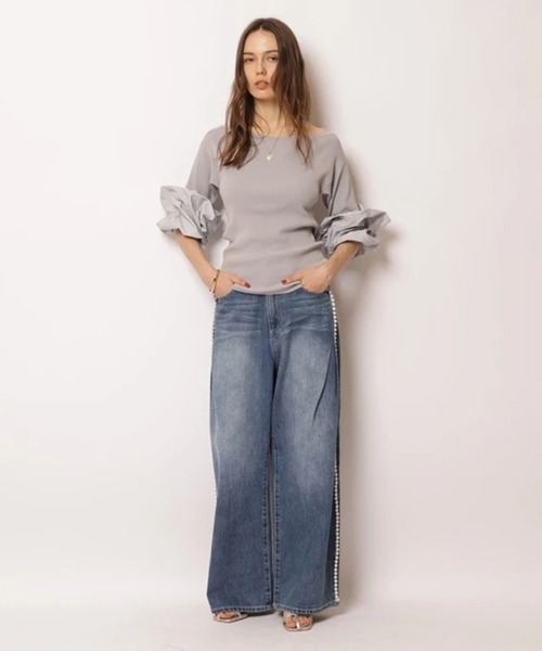 CADUNE(カデュネ)の「ボートネックバブルニット(ニット/セーター・レディース・ブラック/ライトグレー/ホワイト・38)」の8枚目の写真