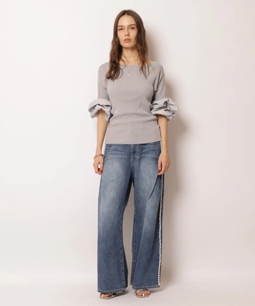 CADUNE(カデュネ)の「ボートネックバブルニット(ニット/セーター・レディース・ブラック/ライトグレー/ホワイト・38)」の9枚目の写真