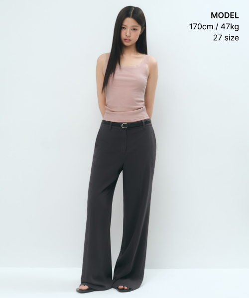 MUSINSA STANDARD WOMAN（ムシンサスタンダードウーマン）の「ウィメンズフルイドロウエストワイドスラックス[グレー]（スラックス・レディース・その他・22/23/24/25/26/27/28/29/30/31/32/34）」の2枚目の写真