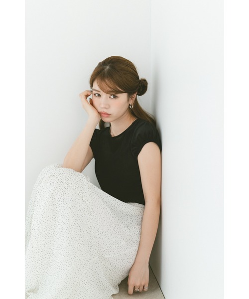 VANNIE U（ヴァニーユー）の「ミニパフシアーフロッキートップス（Tシャツ/カットソー・レディース・アイボリー/ブラック・FREE）」の13枚目の写真