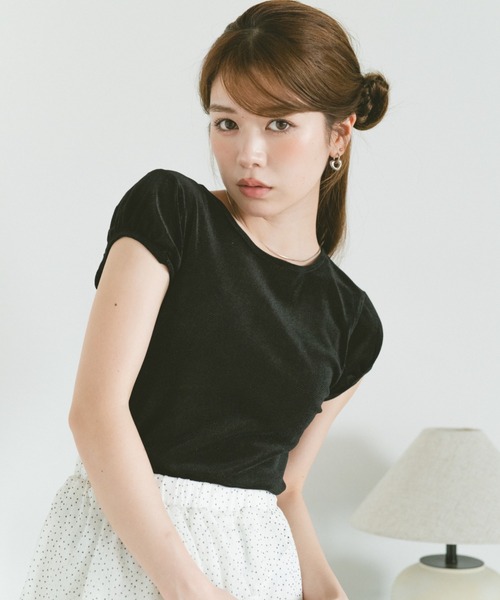 VANNIE U（ヴァニーユー）の「ミニパフシアーフロッキートップス（Tシャツ/カットソー・レディース・アイボリー/ブラック・FREE）」の4枚目の写真