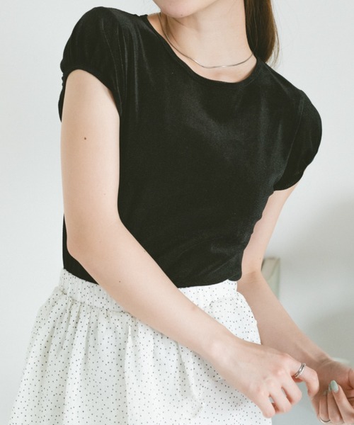VANNIE U（ヴァニーユー）の「ミニパフシアーフロッキートップス（Tシャツ/カットソー・レディース・アイボリー/ブラック・FREE）」の5枚目の写真