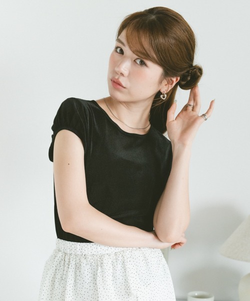 VANNIE U（ヴァニーユー）の「ミニパフシアーフロッキートップス（Tシャツ/カットソー・レディース・アイボリー/ブラック・FREE）」の6枚目の写真
