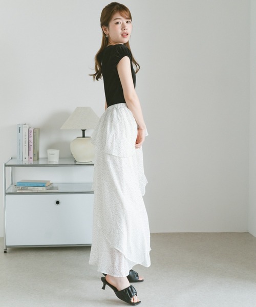 VANNIE U（ヴァニーユー）の「ミニパフシアーフロッキートップス（Tシャツ/カットソー・レディース・アイボリー/ブラック・FREE）」の10枚目の写真