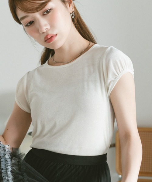 VANNIE U（ヴァニーユー）の「ミニパフシアーフロッキートップス（Tシャツ/カットソー・レディース・アイボリー/ブラック・FREE）」の15枚目の写真