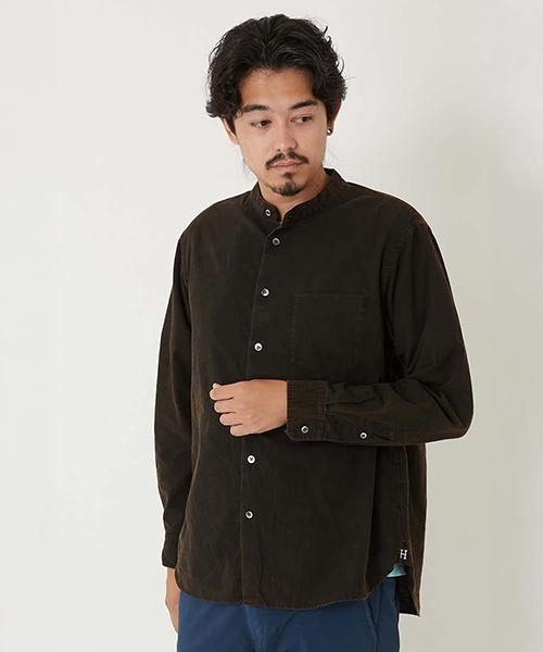 HOLLYWOOD RANCH MARKET(ハリウッドランチマーケット)の「フェードアラダキローンバンドカラーシャツ(シャツ/ブラウス・メンズ・ブラック・S/M/XL/L)」の2枚目の写真