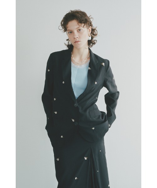 Muel Chic(ミュエルシック)の「Lily embroidery sheer JKT リリーエンブロイダリーシアージャケット(テーラードジャケット・レディース・ブラウン/ブラック/ベージュ系その他・FREE)」の2枚目の写真
