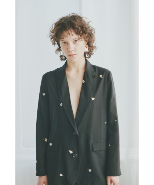 Muel Chic(ミュエルシック)の「Lily embroidery sheer JKT リリーエンブロイダリーシアージャケット(テーラードジャケット・レディース・ブラウン/ブラック/ベージュ系その他・FREE)」の6枚目の写真