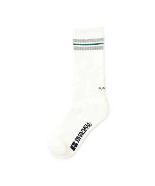 BEAMS HEART(ビームスハート)の「【EXCLUSIVE】RUSSELL ATHLETIC / ライン パイル ソックス(ソックス/靴下・レディース・ネイビー/グリーン・ONE SIZE)」の1枚目の写真