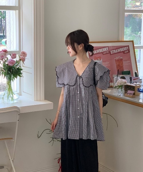FAVORITO(ファヴォリート)の「ワイドカラーロングシャツ(シャツ/ブラウス・レディース・ブラック/ブルー・F)」の18枚目の写真