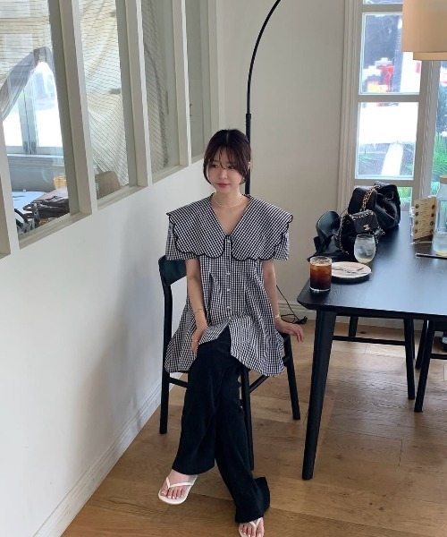 FAVORITO(ファヴォリート)の「ワイドカラーロングシャツ(シャツ/ブラウス・レディース・ブラック/ブルー・F)」の19枚目の写真