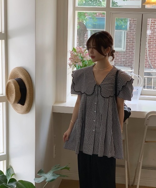FAVORITO(ファヴォリート)の「ワイドカラーロングシャツ(シャツ/ブラウス・レディース・ブラック/ブルー・F)」の12枚目の写真
