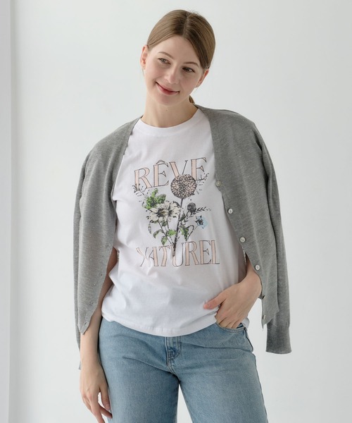 ZAKKA-BOX(ザッカボックス)の「ブーケプリントTシャツ(Tシャツ/カットソー・レディース・チャコールグレー/ホワイト・FREE)」の18枚目の写真