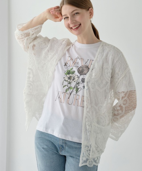 ZAKKA-BOX(ザッカボックス)の「ブーケプリントTシャツ(Tシャツ/カットソー・レディース・チャコールグレー/ホワイト・FREE)」の19枚目の写真