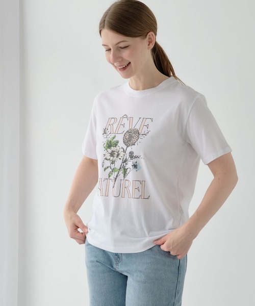 ZAKKA-BOX(ザッカボックス)の「ブーケプリントTシャツ(Tシャツ/カットソー・レディース・チャコールグレー/ホワイト・FREE)」の8枚目の写真