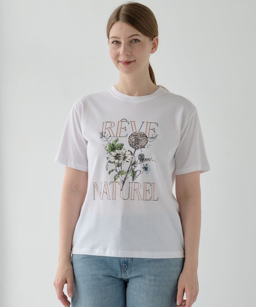 ZAKKA-BOX(ザッカボックス)の「ブーケプリントTシャツ(Tシャツ/カットソー・レディース・チャコールグレー/ホワイト・FREE)」の9枚目の写真