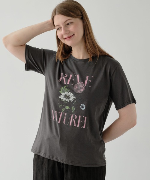 ZAKKA-BOX(ザッカボックス)の「ブーケプリントTシャツ(Tシャツ/カットソー・レディース・チャコールグレー/ホワイト・FREE)」の10枚目の写真