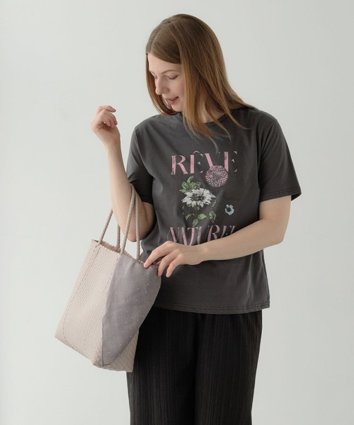 ZAKKA-BOX(ザッカボックス)の「ブーケプリントTシャツ(Tシャツ/カットソー・レディース・チャコールグレー/ホワイト・FREE)」の21枚目の写真