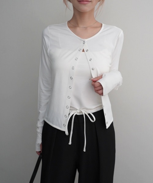 Rashik(ラシク)の「【Rashik】接触冷感 スナップボタンカーデ UVカット 抗菌 防臭(カーディガン/ボレロ・レディース・ブラック/レッド/ブルー/ホワイト・FREE)」の15枚目の写真