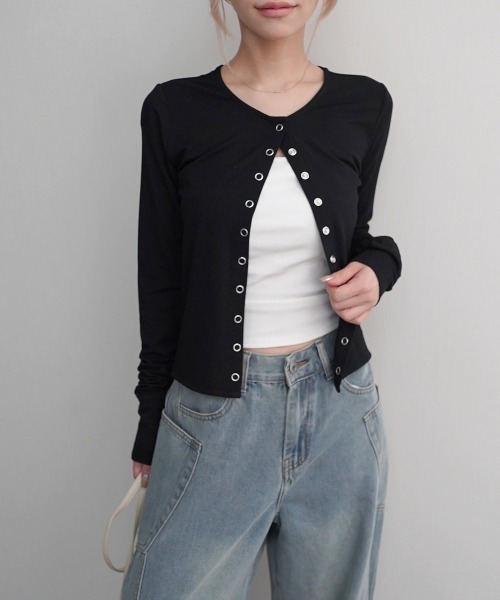 Rashik(ラシク)の「【Rashik】接触冷感 スナップボタンカーデ UVカット 抗菌 防臭(カーディガン/ボレロ・レディース・ブラック/レッド/ブルー/ホワイト・FREE)」の7枚目の写真