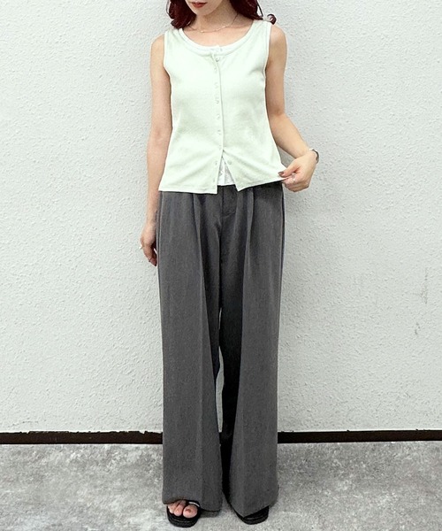 archives(アルシーヴ)の「フロントボタンリブテレコタンク(タンクトップ・レディース・レッド/ブラック/ブラウン/アイボリー/グリーン/グレー・MEDIUM)」の22枚目の写真