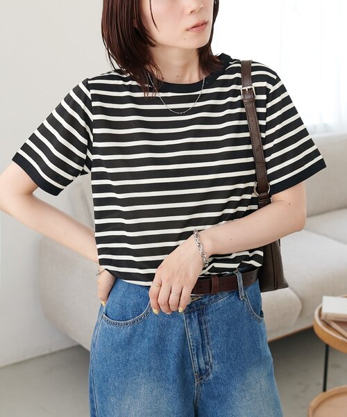 DISCOAT(ディスコート)の「【WEB限定】リンガー配色Tシャツ(Tシャツ/カットソー・レディース・ブラウン/ブラック/オフホワイト・MEDIUM)」の14枚目の写真