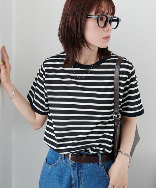 DISCOAT(ディスコート)の「【WEB限定】リンガー配色Tシャツ(Tシャツ/カットソー・レディース・ブラウン/ブラック/オフホワイト・MEDIUM)」の15枚目の写真