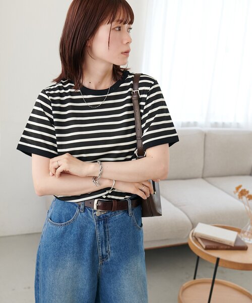 DISCOAT(ディスコート)の「【WEB限定】リンガー配色Tシャツ(Tシャツ/カットソー・レディース・ブラウン/ブラック/オフホワイト・MEDIUM)」の17枚目の写真