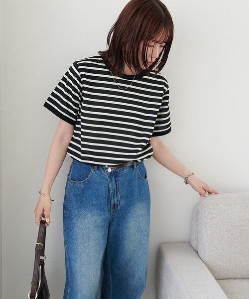 DISCOAT(ディスコート)の「【WEB限定】リンガー配色Tシャツ(Tシャツ/カットソー・レディース・ブラウン/ブラック/オフホワイト・MEDIUM)」の19枚目の写真